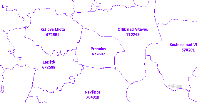Katastrální mapa Probulov - přehledová mapa katastrálního území