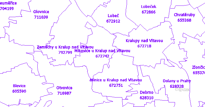 Katastrální mapa Mikovice u Kralup nad Vltavou
