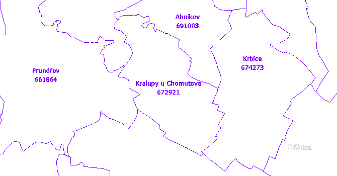 Katastrální mapa Kralupy u Chomutova - přehledová mapa katastrálního území