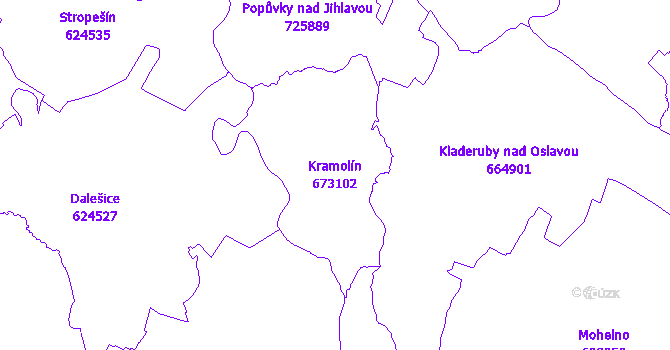 Katastrální mapa Kramolín - přehledová mapa katastrálního území