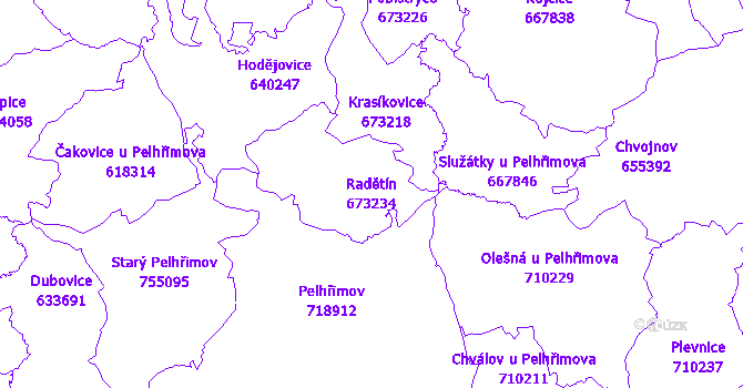 Katastrální mapa Radětín