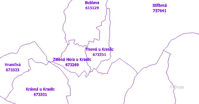 Katastrální mapa Tisová u Kraslic - přehledová mapa katastrálního území