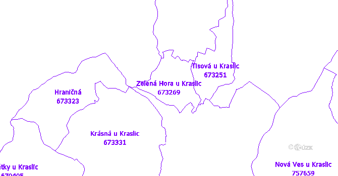 Katastrální mapa Zelená Hora u Kraslic - přehledová mapa katastrálního území