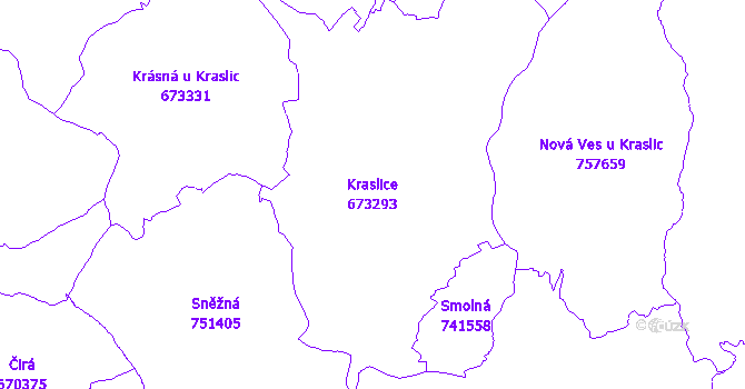 Katastrální mapa Kraslice - přehledová mapa katastrálního území