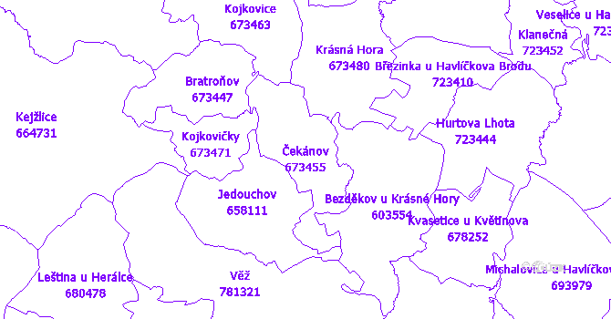 Katastrální mapa Čekánov