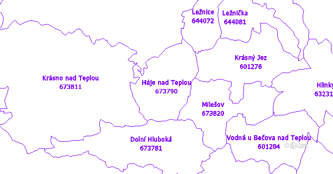 Katastrální mapa Háje nad Teplou
