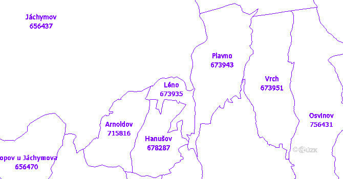 Katastrální mapa Léno - přehledová mapa katastrálního území