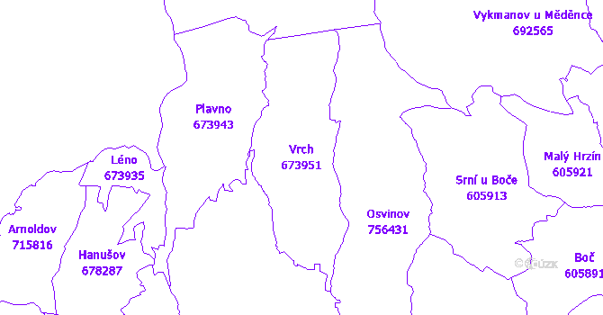 Katastrální mapa Vrch - přehledová mapa katastrálního území