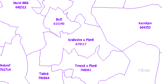 Katastrální mapa Krašovice u Plzně