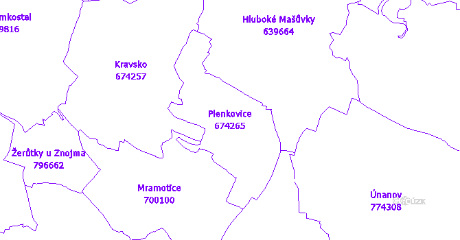 Katastrální mapa Plenkovice - přehledová mapa katastrálního území