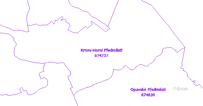 Katastrální mapa Krnov-Horní Předměstí - přehledová mapa katastrálního území