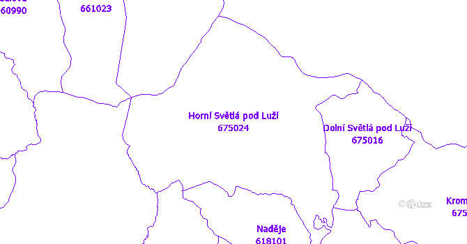 Katastrální mapa Horní Světlá pod Luží - přehledová mapa katastrálního území