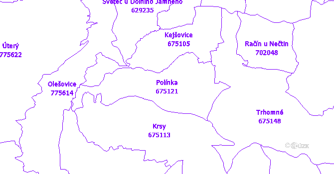 Katastrální mapa Polínka - přehledová mapa katastrálního území