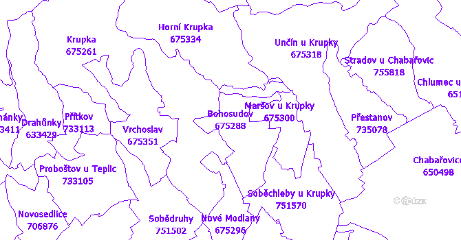 Katastrální mapa Bohosudov - přehledová mapa katastrálního území