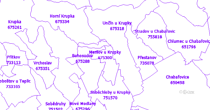Katastrální mapa Maršov u Krupky - přehledová mapa katastrálního území