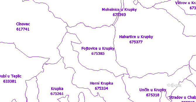 Katastrální mapa Fojtovice u Krupky - přehledová mapa katastrálního území