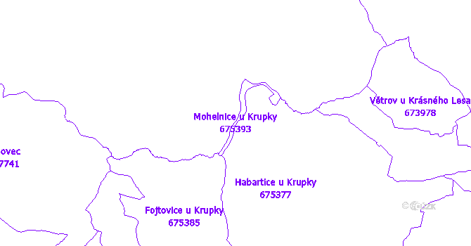 Katastrální mapa Mohelnice u Krupky - přehledová mapa katastrálního území