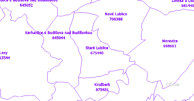 Katastrální mapa Staré Lublice
