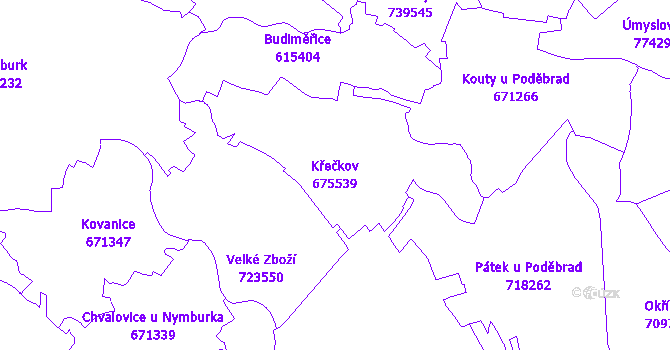 Katastrální mapa Křečkov - přehledová mapa katastrálního území