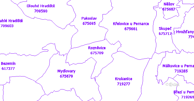 Katastrální mapa Rozněvice