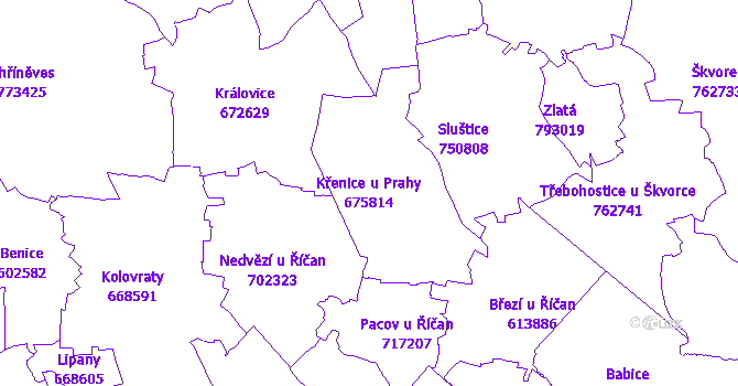 Katastrální mapa Křenice u Prahy