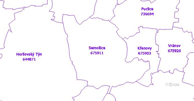 Katastrální mapa Semošice - přehledová mapa katastrálního území