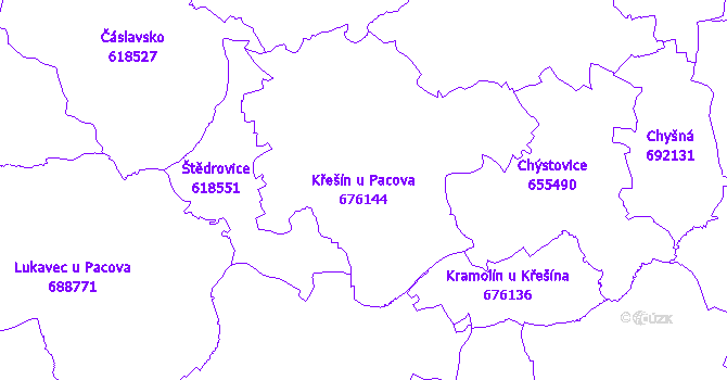 Katastrální mapa Křešín u Pacova