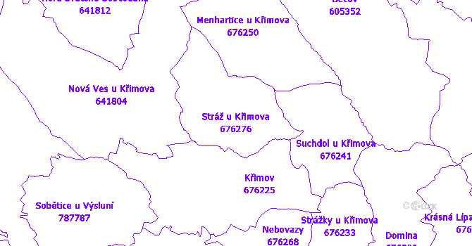 Katastrální mapa Stráž u Křimova - přehledová mapa katastrálního území