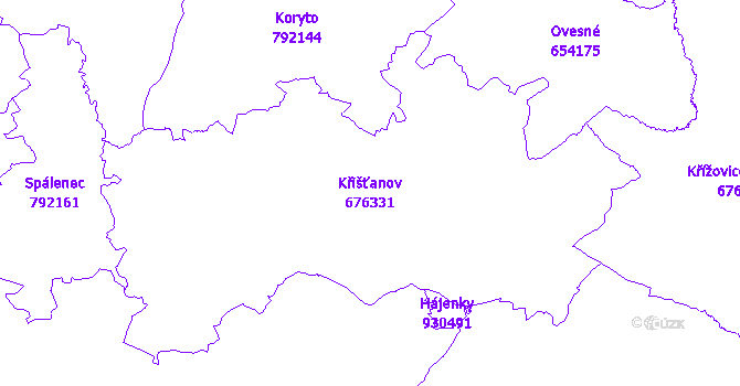 Katastrální mapa Křišťanov - přehledová mapa katastrálního území