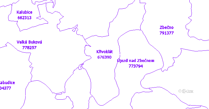 Katastrální mapa Křivoklát - přehledová mapa katastrálního území