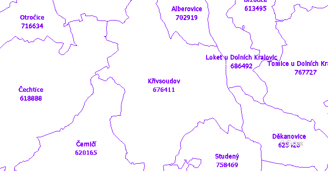 Katastrální mapa Křivsoudov - přehledová mapa katastrálního území