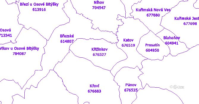 Katastrální mapa Křižínkov