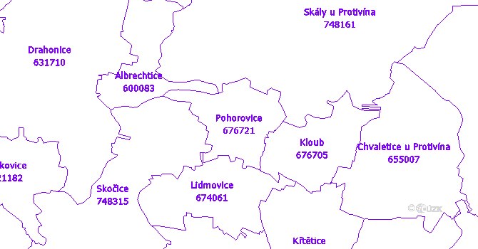 Katastrální mapa Pohorovice - přehledová mapa katastrálního území