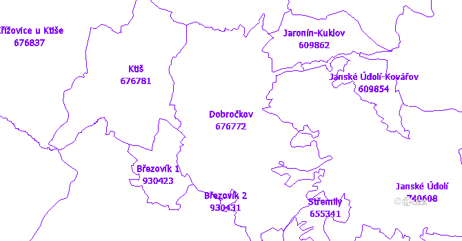 Katastrální mapa Dobročkov - přehledová mapa katastrálního území