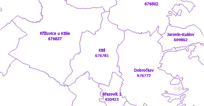 Katastrální mapa Ktiš - přehledová mapa katastrálního území