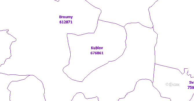 Katastrální mapa Kublov - přehledová mapa katastrálního území