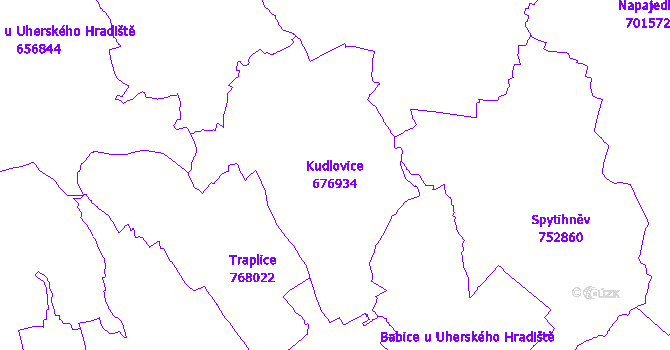 Katastrální mapa Kudlovice - přehledová mapa katastrálního území