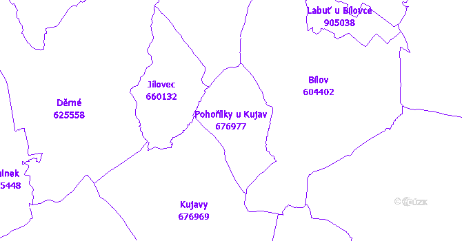 Katastrální mapa Pohořílky u Kujav - přehledová mapa katastrálního území