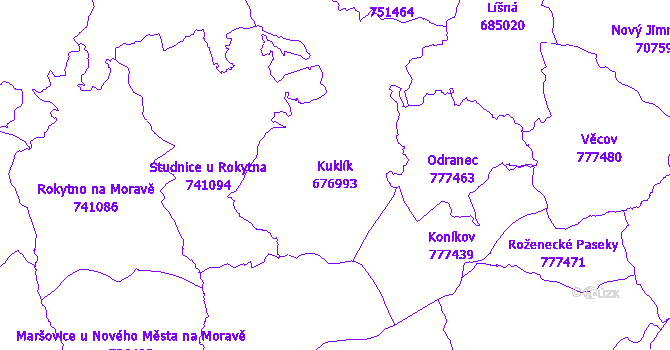 Katastrální mapa Kuklík - přehledová mapa katastrálního území