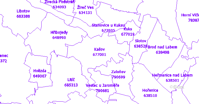 Katastrální mapa Kašov - přehledová mapa katastrálního území