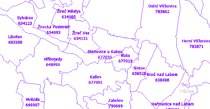 Katastrální mapa Stanovice u Kuksu