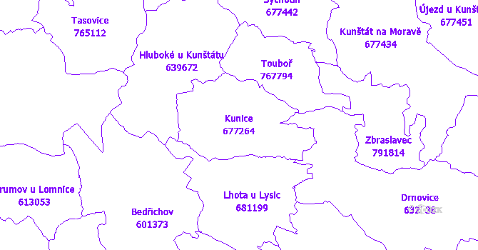 Katastrální mapa Kunice