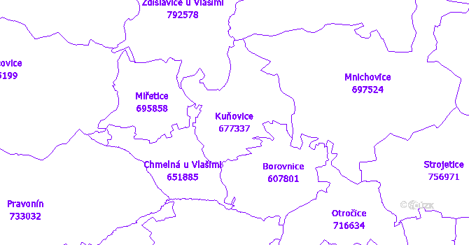 Katastrální mapa Kuňovice