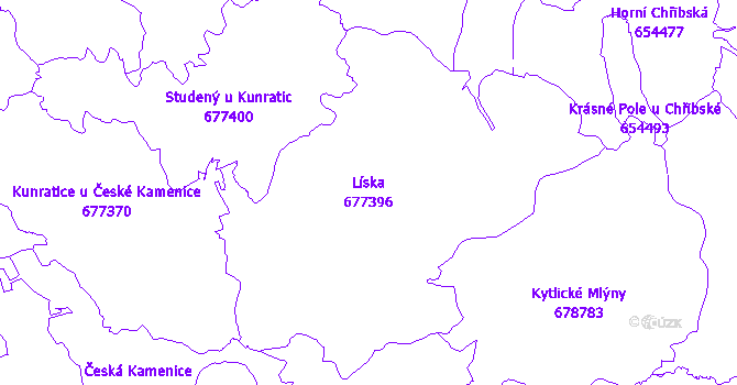 Katastrální mapa Líska - přehledová mapa katastrálního území