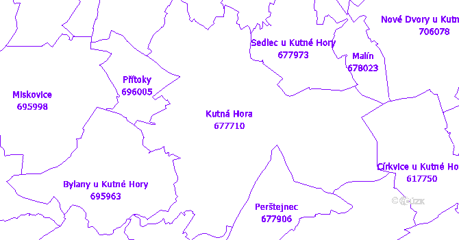 Katastrální mapa Kutná Hora - přehledová mapa katastrálního území
