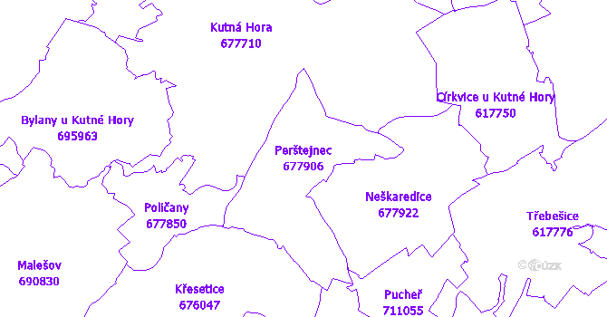 Katastrální mapa Perštejnec - přehledová mapa katastrálního území