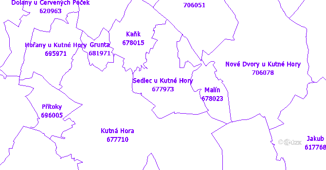 Katastrální mapa Sedlec u Kutné Hory - přehledová mapa katastrálního území