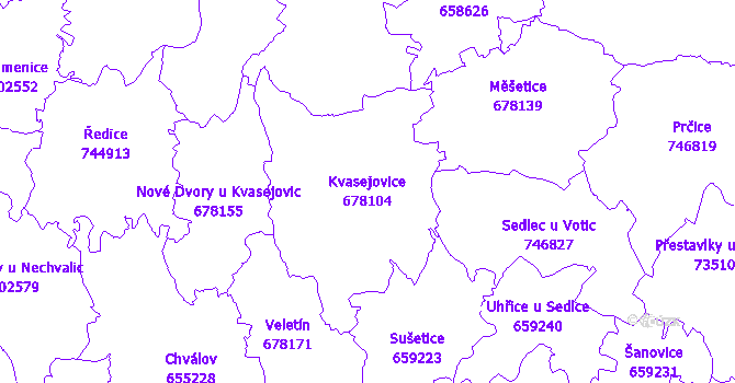 Katastrální mapa Kvasejovice