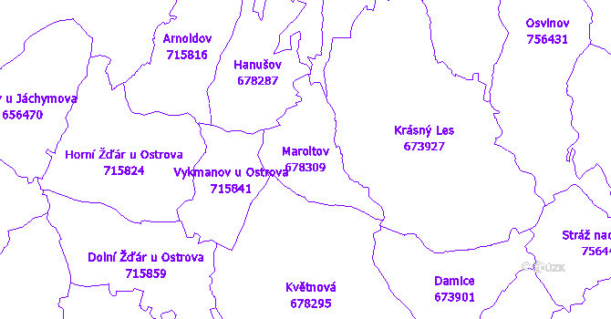 Katastrální mapa Maroltov - přehledová mapa katastrálního území