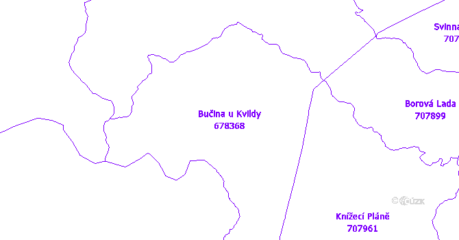 Katastrální mapa Bučina u Kvildy - přehledová mapa katastrálního území